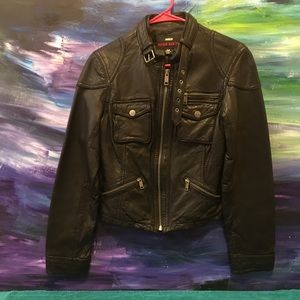 MISS 60 black soft leather biker jacket sz med